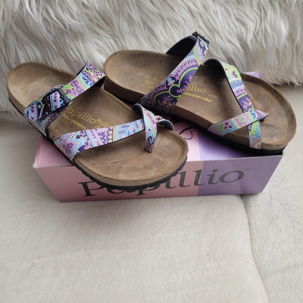 Papillio original Birkenstock, women's leather multicolor sandals 8/39